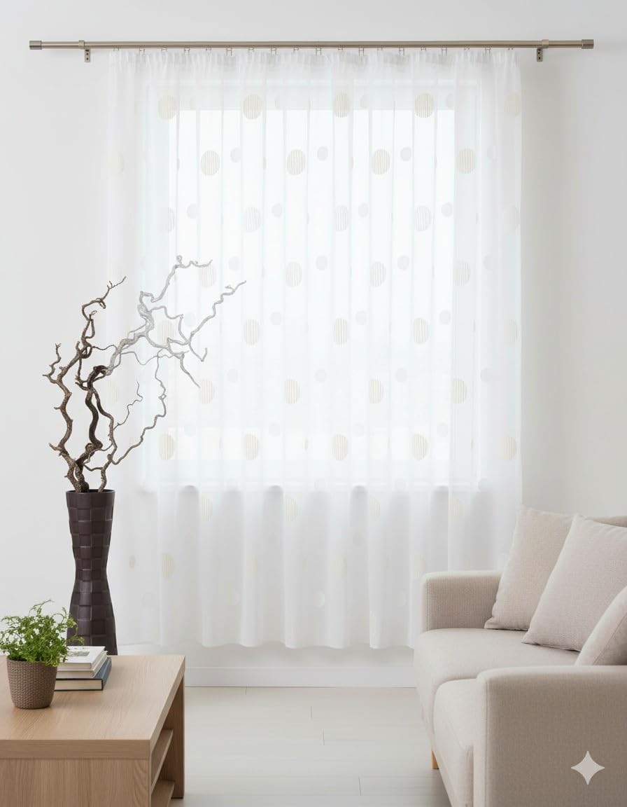 Premium Gardine nach Maß "Effekt Kreise" in Weiß