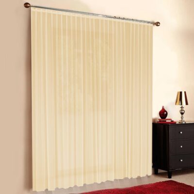Voile-Gardine nach Maß, gefärbt, Automatik-Faltenband (1:2,5) in Light Beige