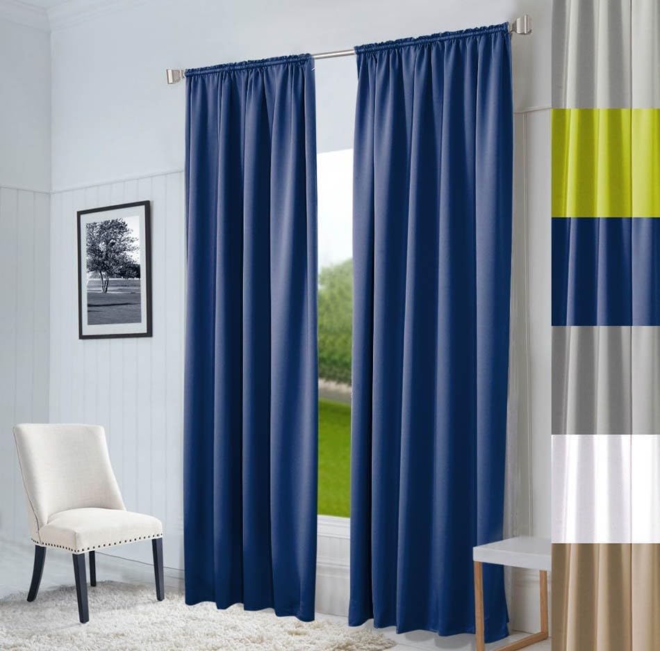 Vorhang nach Maß "Oxford", Breite: 145 cm in Blau