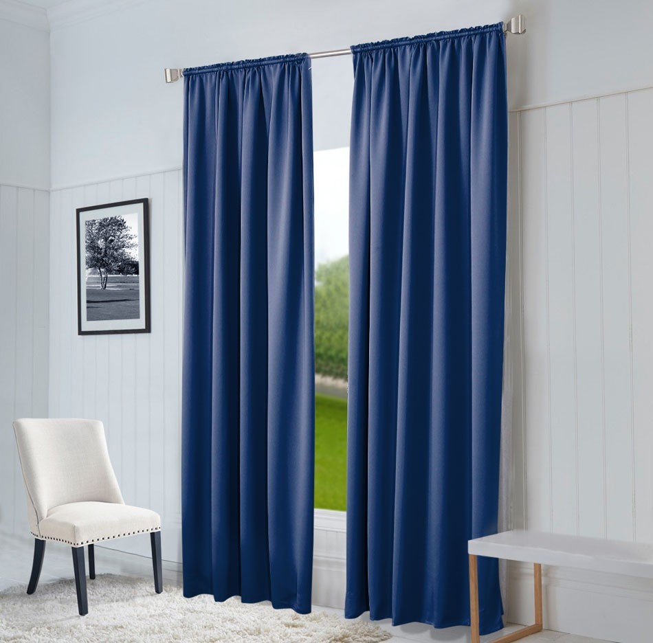 Vorhang nach Maß "Oxford", Breite: 145 cm in Blau