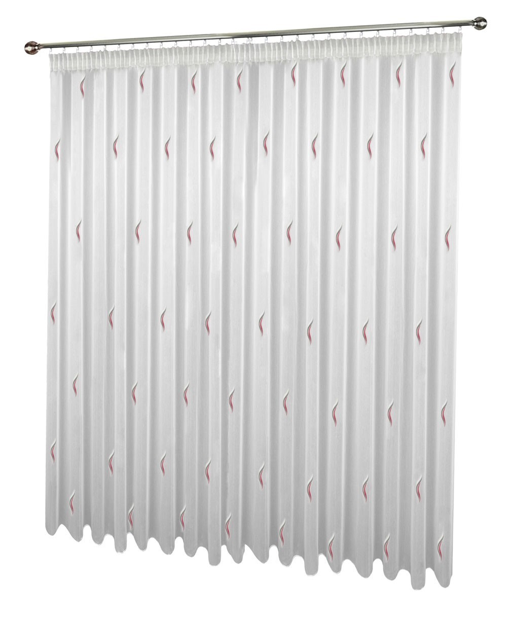 Gardine nach Maß "Tiziano", Kräuselband (1:2) in Rot