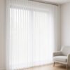 Voile-Gardine nach Maß, DIN 4102, B1 im Wohnraum – Raum digital gestaltet (KI)