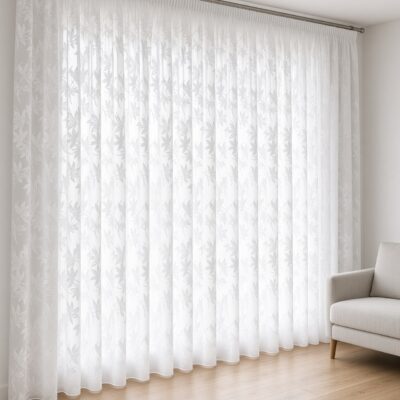 Weiße Jacquard-Store-Gardine nach Maß „Pompei“